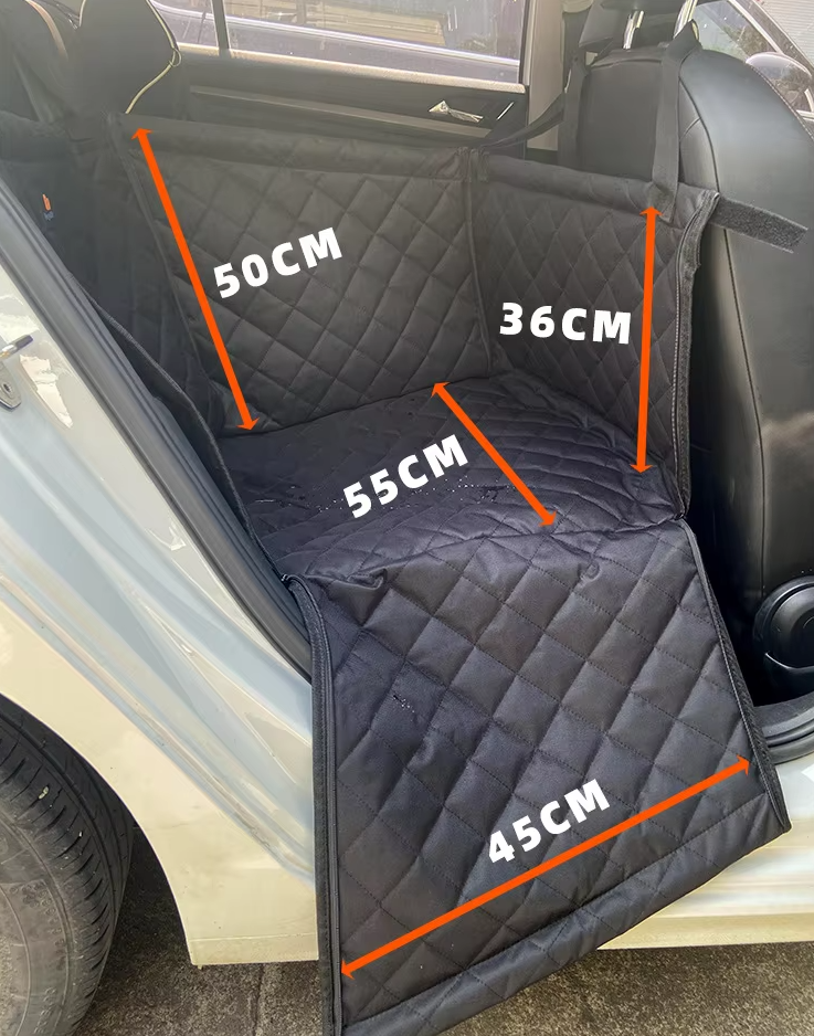Premium Car Seat Protector for Dogs - Padded Waterproof Rear Seat Cover with Side Protection