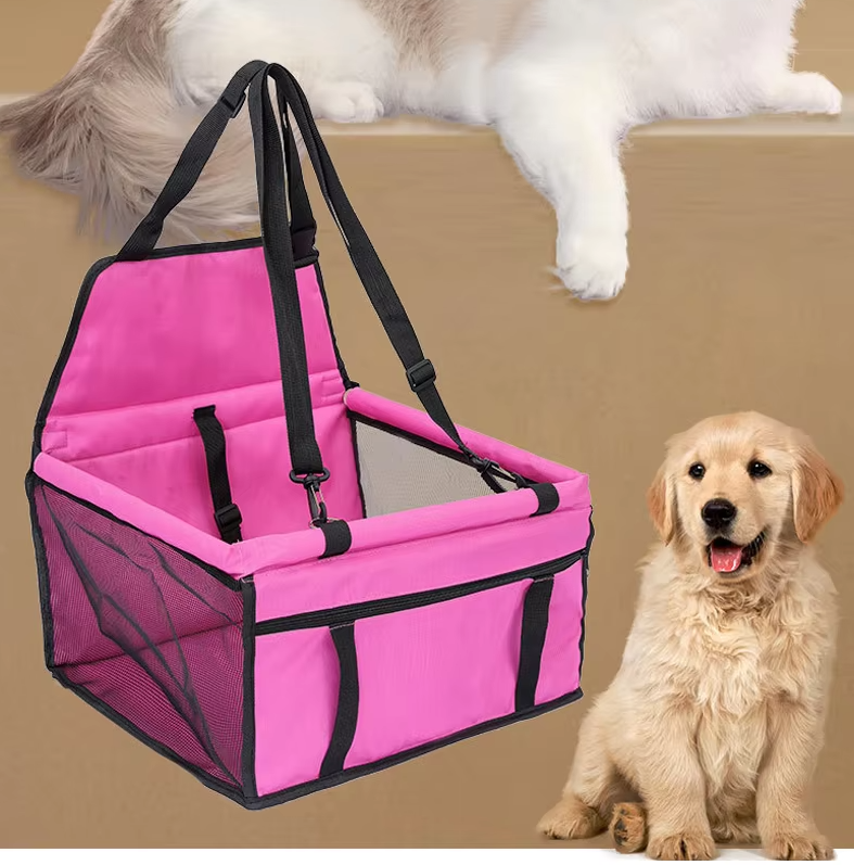 Folding Car Seat For Dogs - Sturdy, Waterproof Dog Seat With Safety Belt