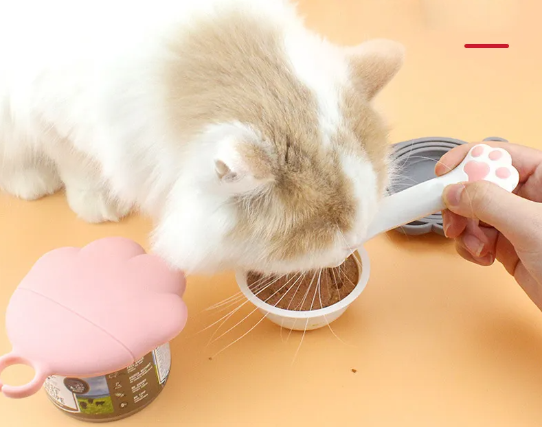 Silicone Food Dispenser For Pets - Flexible Can Opener And Spoon In Paw Shape