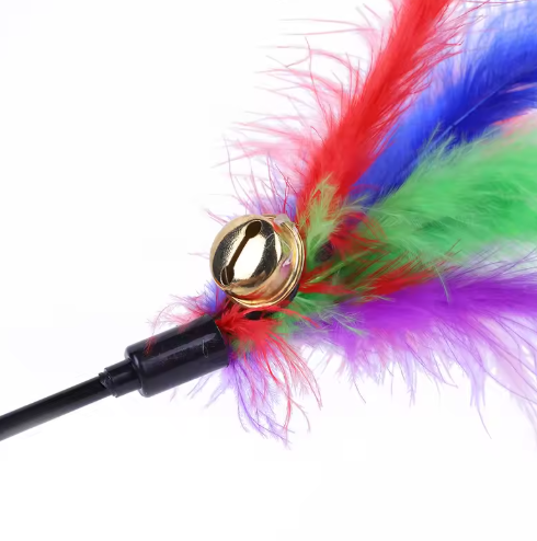 Cat Toy with Colourful Feathers (Set of 5)