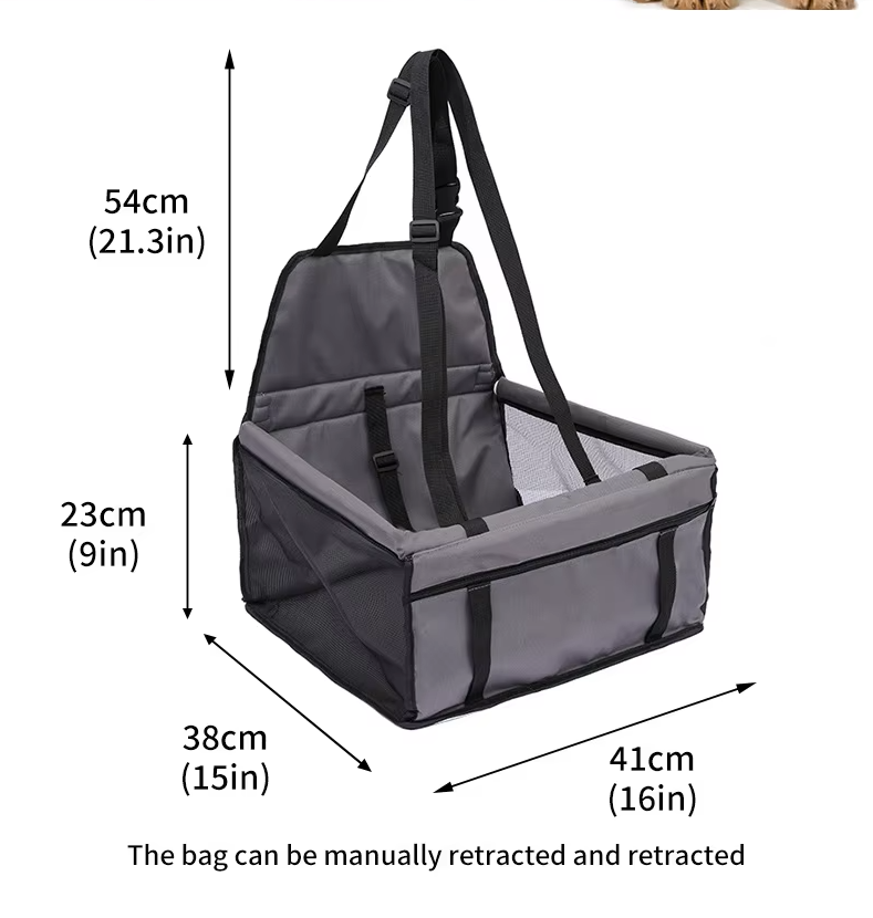 Folding Car Seat For Dogs - Sturdy, Waterproof Dog Seat With Safety Belt