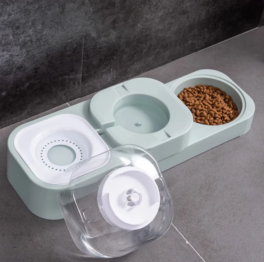 Food And Water Dispenser For Pets With Drip Protection