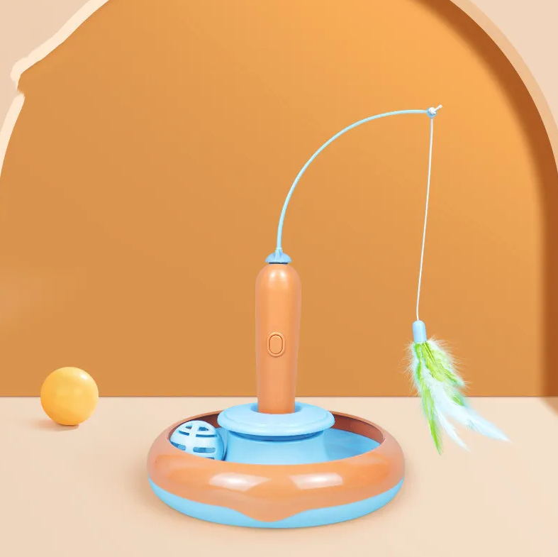 Interactive Cat Toy With Feathers And Ball - Electronic Toy For Cats