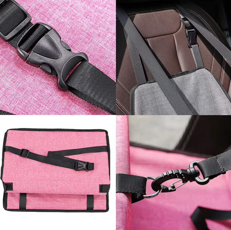 Folding Car Seat For Dogs - Sturdy, Waterproof Dog Seat With Safety Belt