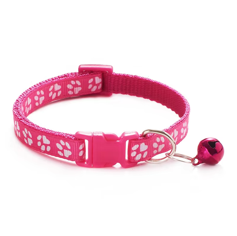Safe Cat Collar With Bell - Adjustable Collar With Paw Pattern Quick Release