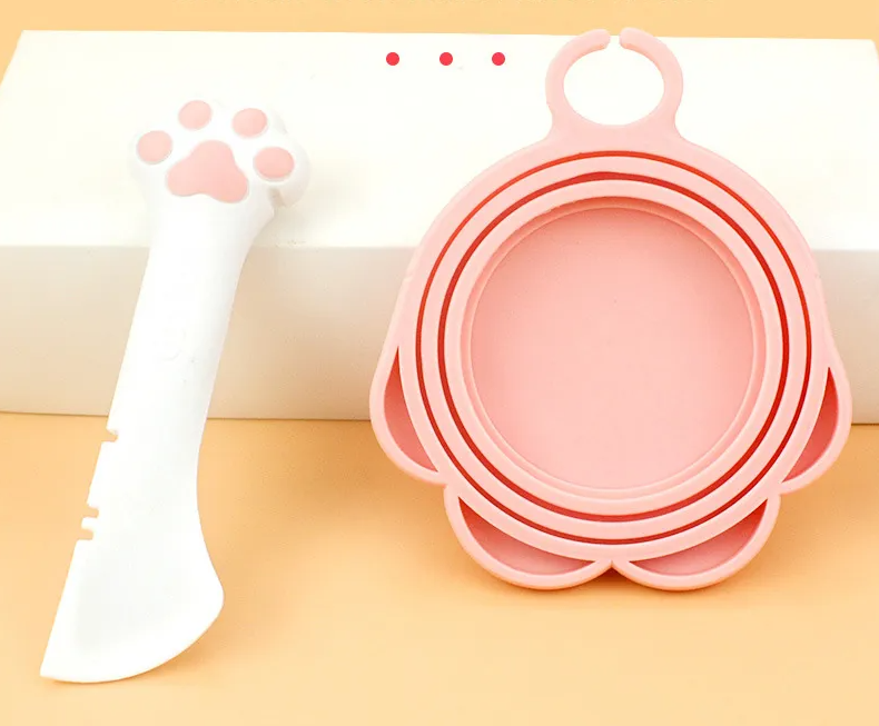 Silicone Food Dispenser For Pets - Flexible Can Opener And Spoon In Paw Shape