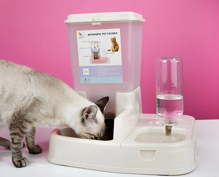 Automatic Food And Water Dispenser For Cats And Dogs - Double Bowl With Large Capacity