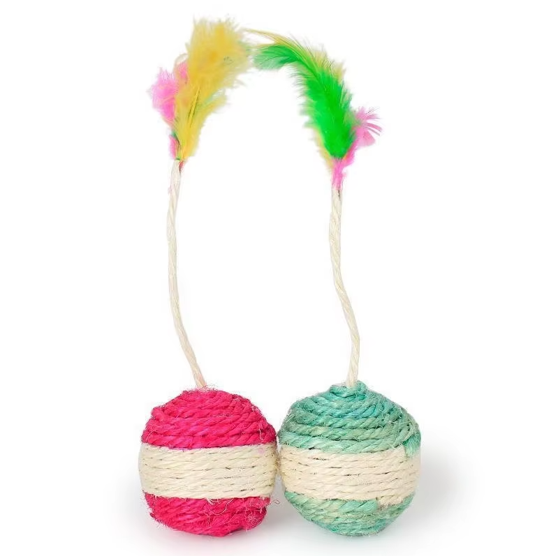 Interactive Cat Ball With Feather And Sisal Rope