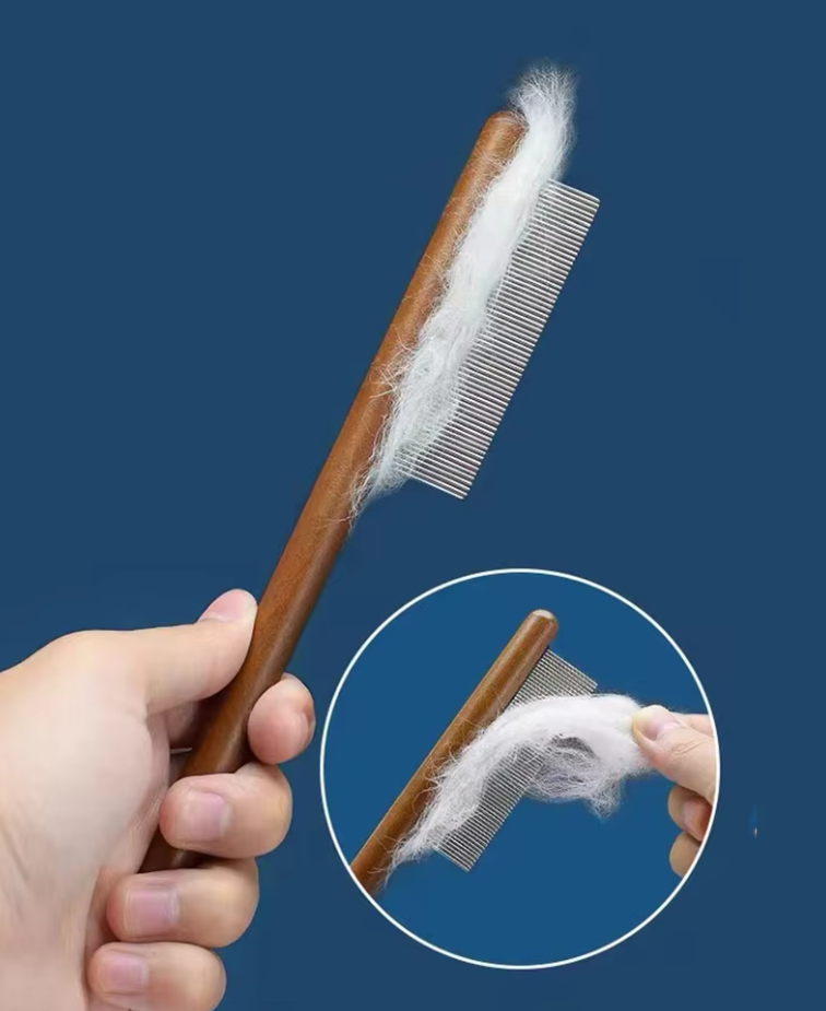 High Quality Wooden Flea Comb - Gentle Coat Care For Cats Dogs