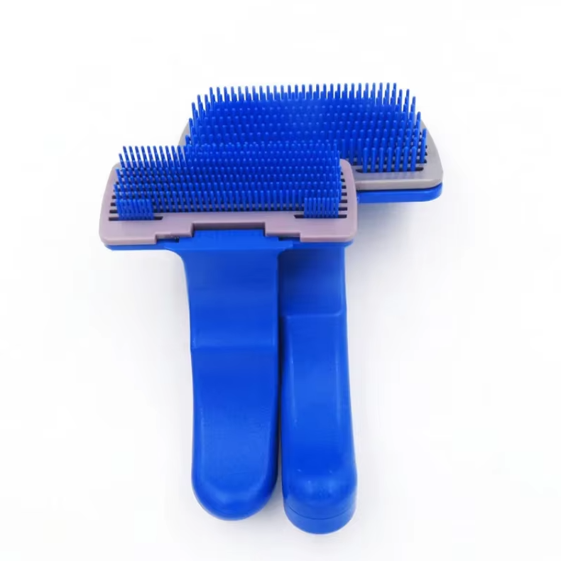 Self - Cleaning Pet Brush With Silicone Bristles For Effortless Grooming