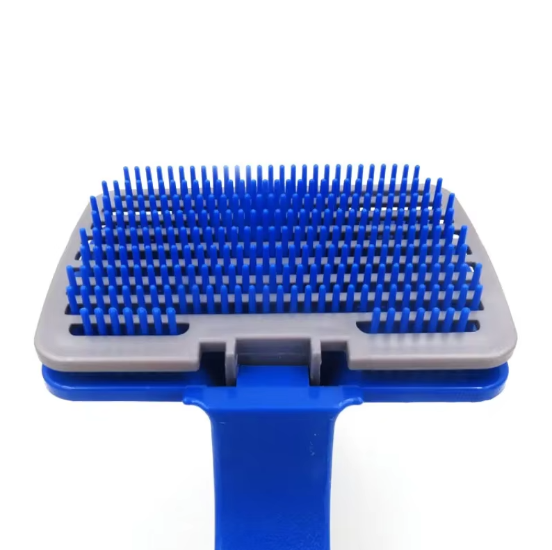 Self - Cleaning Pet Brush With Silicone Bristles For Effortless Grooming