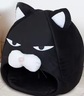 Cat Bed In Cat Head Design - Cosy Cave For Cats And Small Dogs