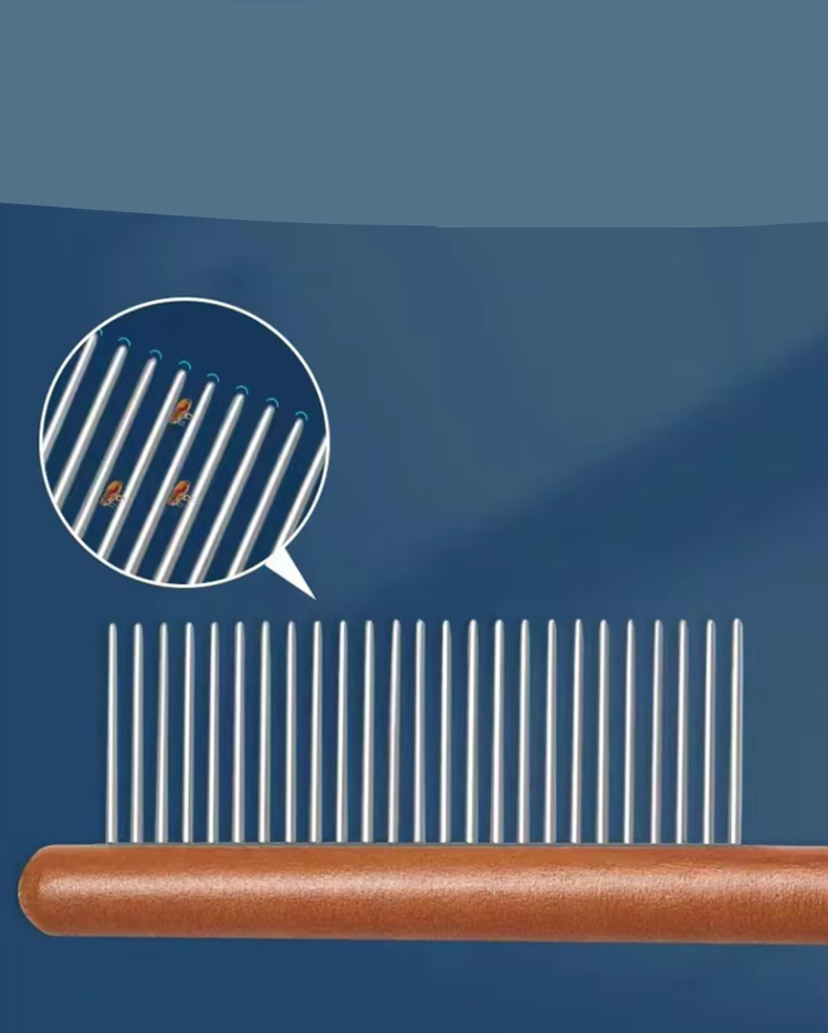 High Quality Wooden Flea Comb - Gentle Coat Care For Cats Dogs