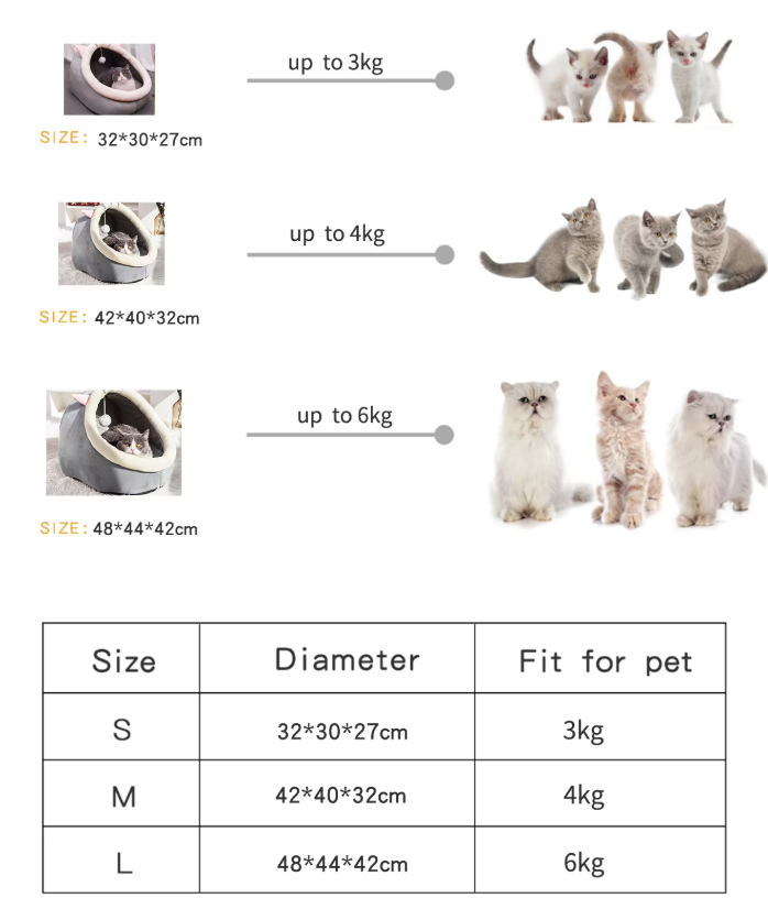 Cuddly Cat Bed Cave - Soft Iglo With Ears Play Ball