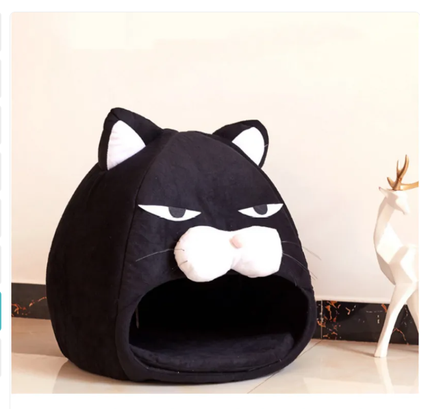 Cat Bed In Cat Head Design - Cosy Cave For Cats And Small Dogs