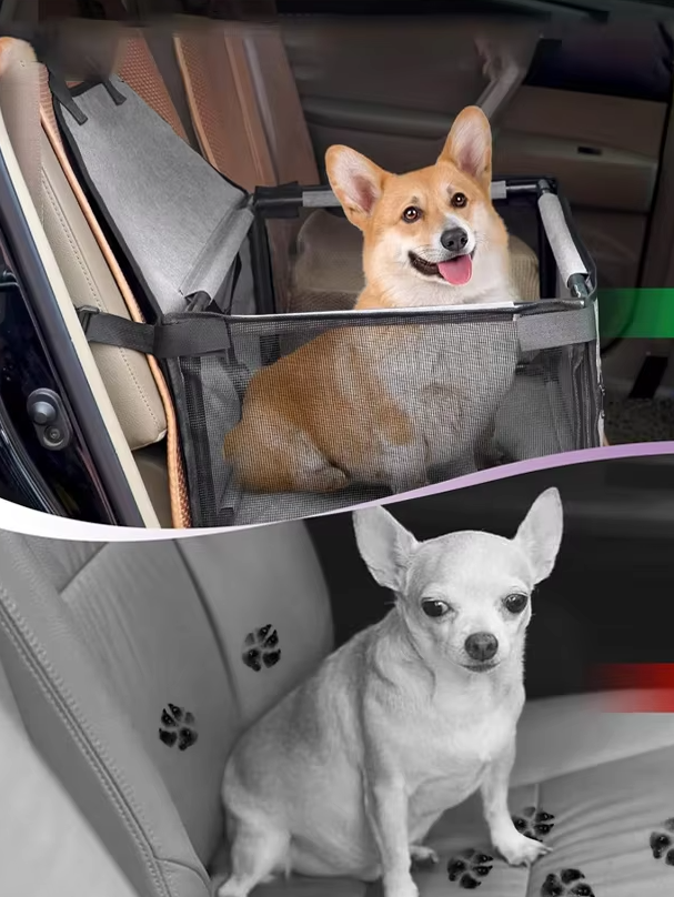 Folding Car Seat For Dogs - Sturdy, Waterproof Dog Seat With Safety Belt