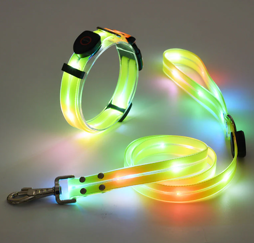Led Dog Collar With Lead For Safe Walks