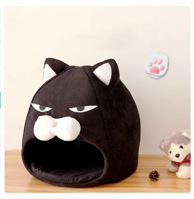 Cat Bed In Cat Head Design - Cosy Cave For Cats And Small Dogs