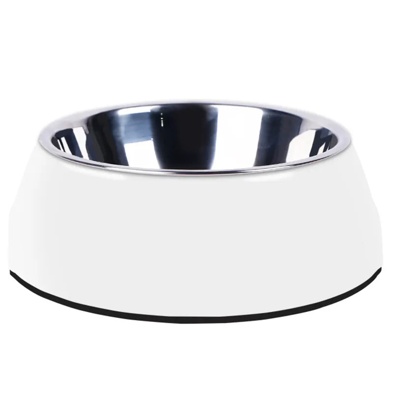Dog Bowl Made Of Stainless Steel With Shiny Plastic Rim