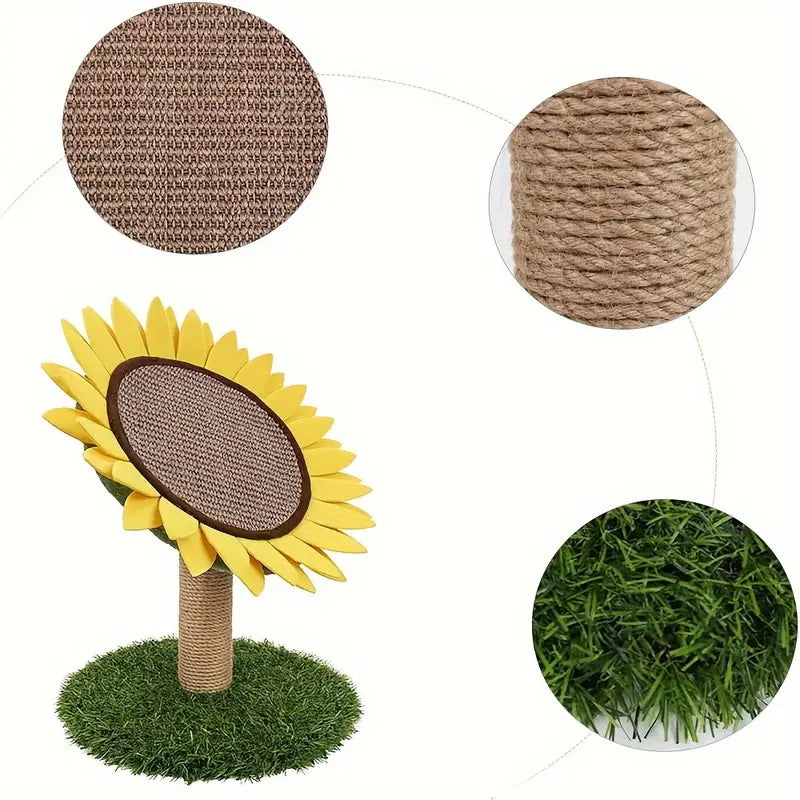Cat Sunflower Scratching Post Made From Sisal