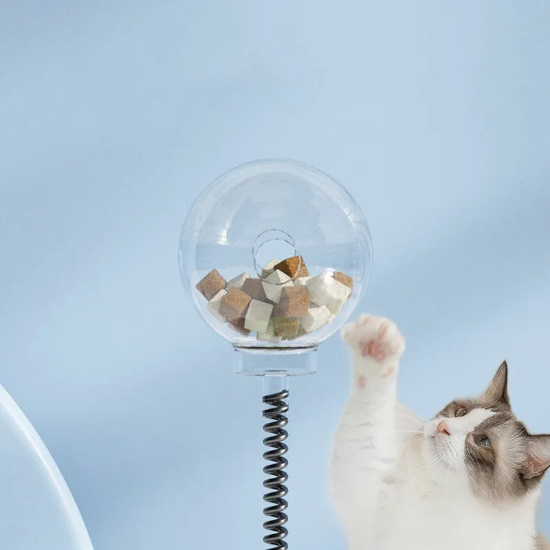 Interactive Cat Toy With Treat Dispenser And Flexible Rod