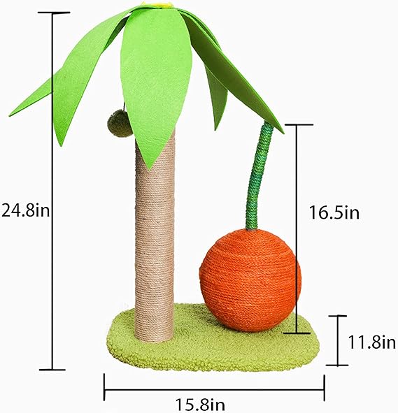 Cat Palm Sisal Scratching Post With Orange