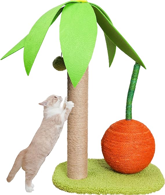 Cat Palm Sisal Scratching Post With Orange