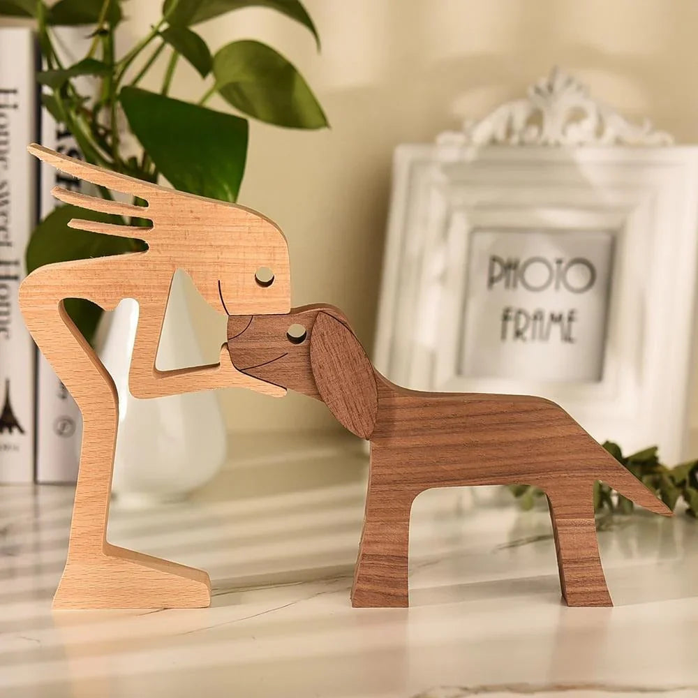 Artfully Carved Dog Statue