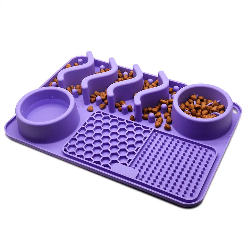 Interactive Lick Mat For Dogs And Cats - Anti - Snare Bowl With Food Search Game