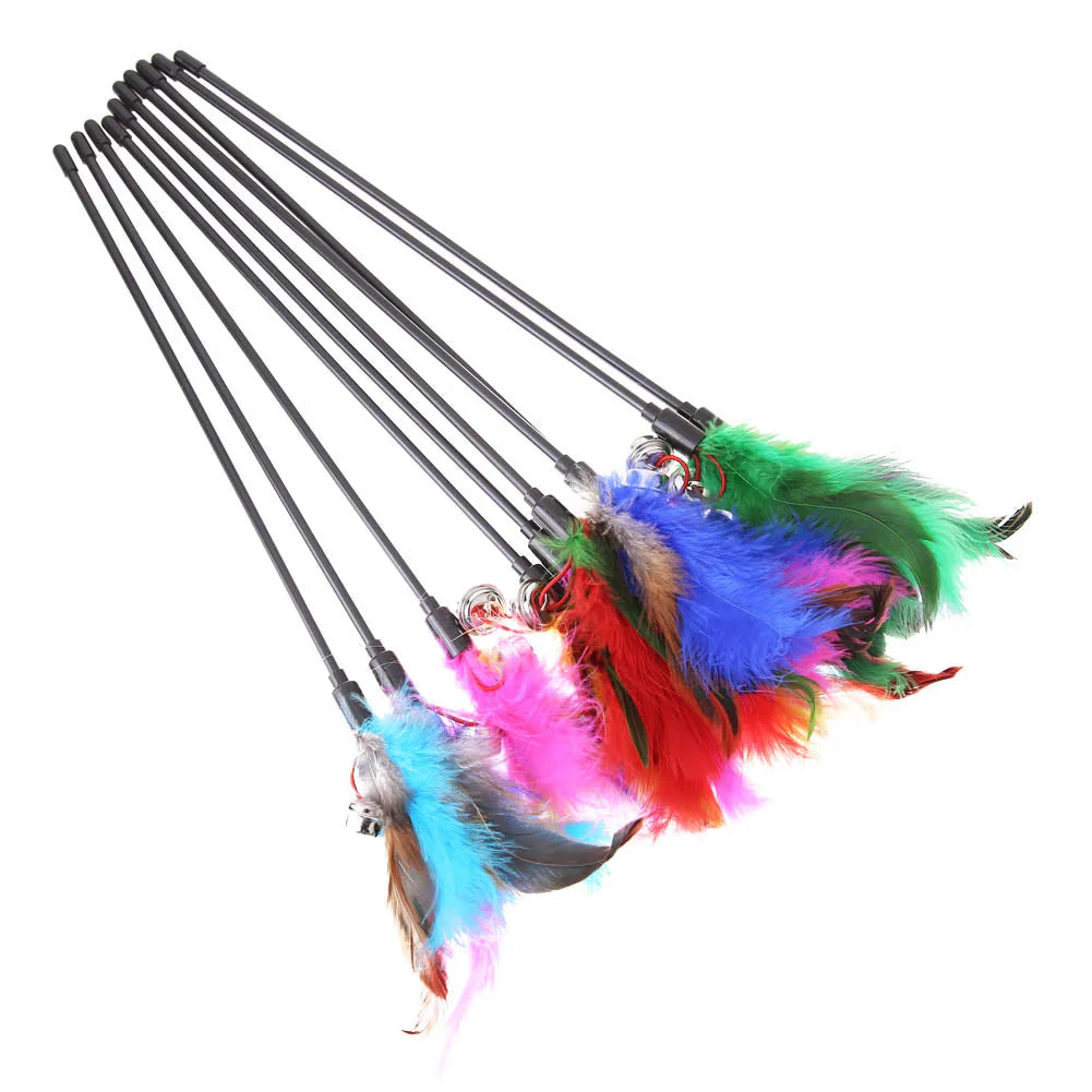Cat Toy with Colourful Feathers (Set of 5)