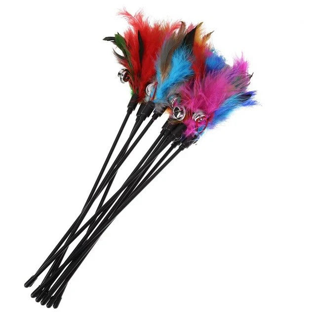 Cat Toy with Colourful Feathers (Set of 5)