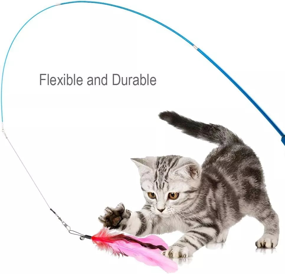 Cat Fishing Set - Interactive Toy With Feathers & Pendants