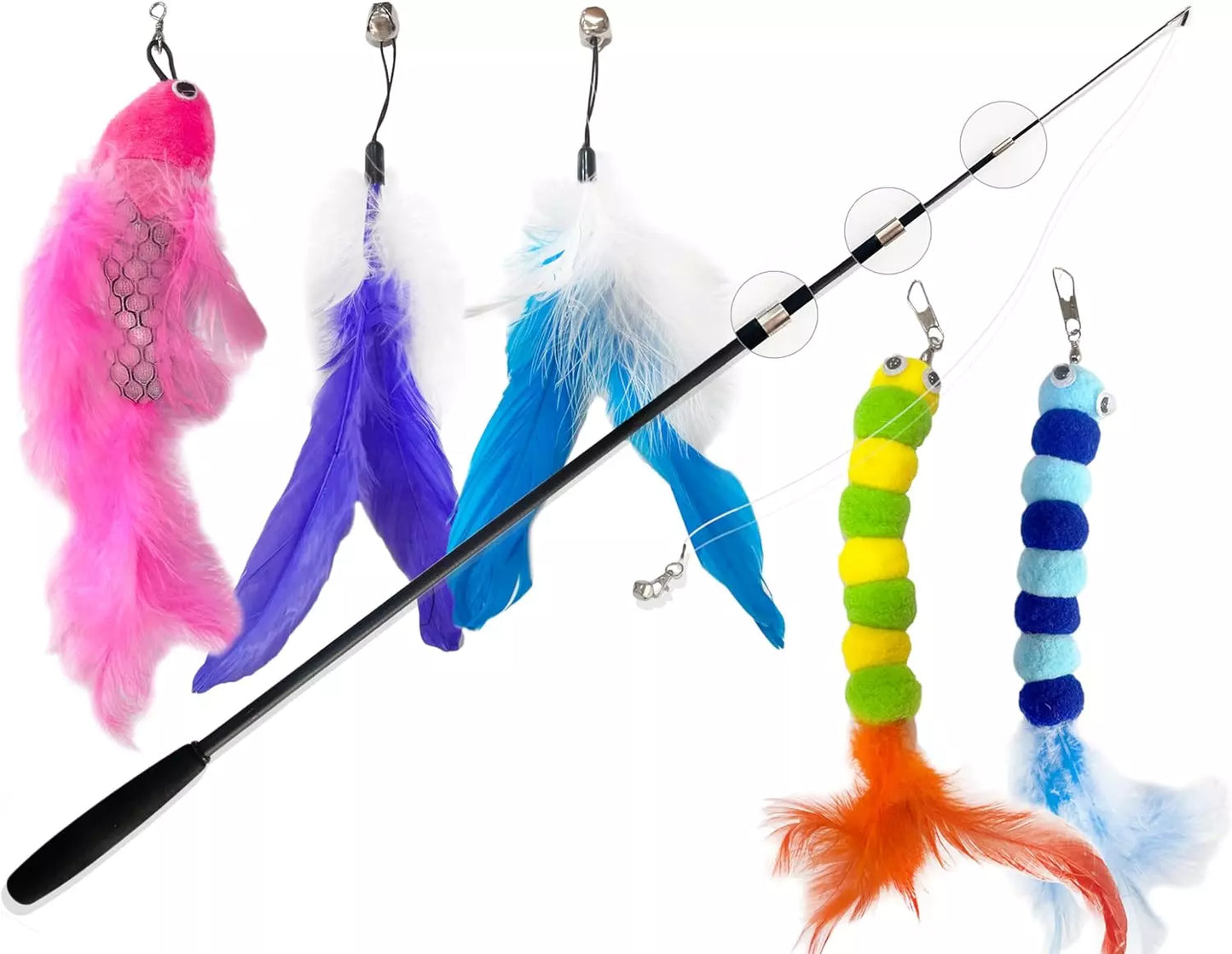 Cat Fishing Set - Interactive Toy With Feathers & Pendants