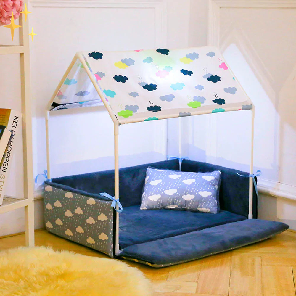 Fleece Sleeping Mat With Roof And Cosy Cushion