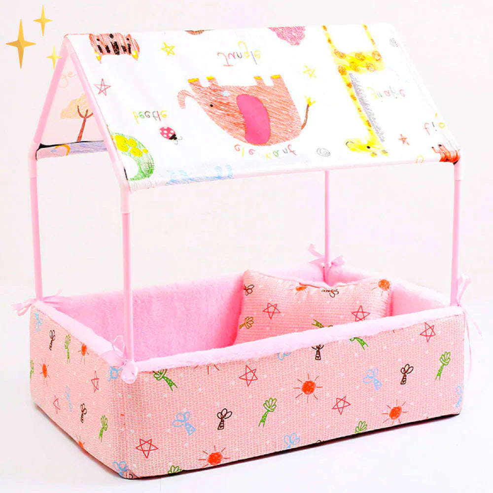 Fleece Sleeping Mat With Roof And Cosy Cushion