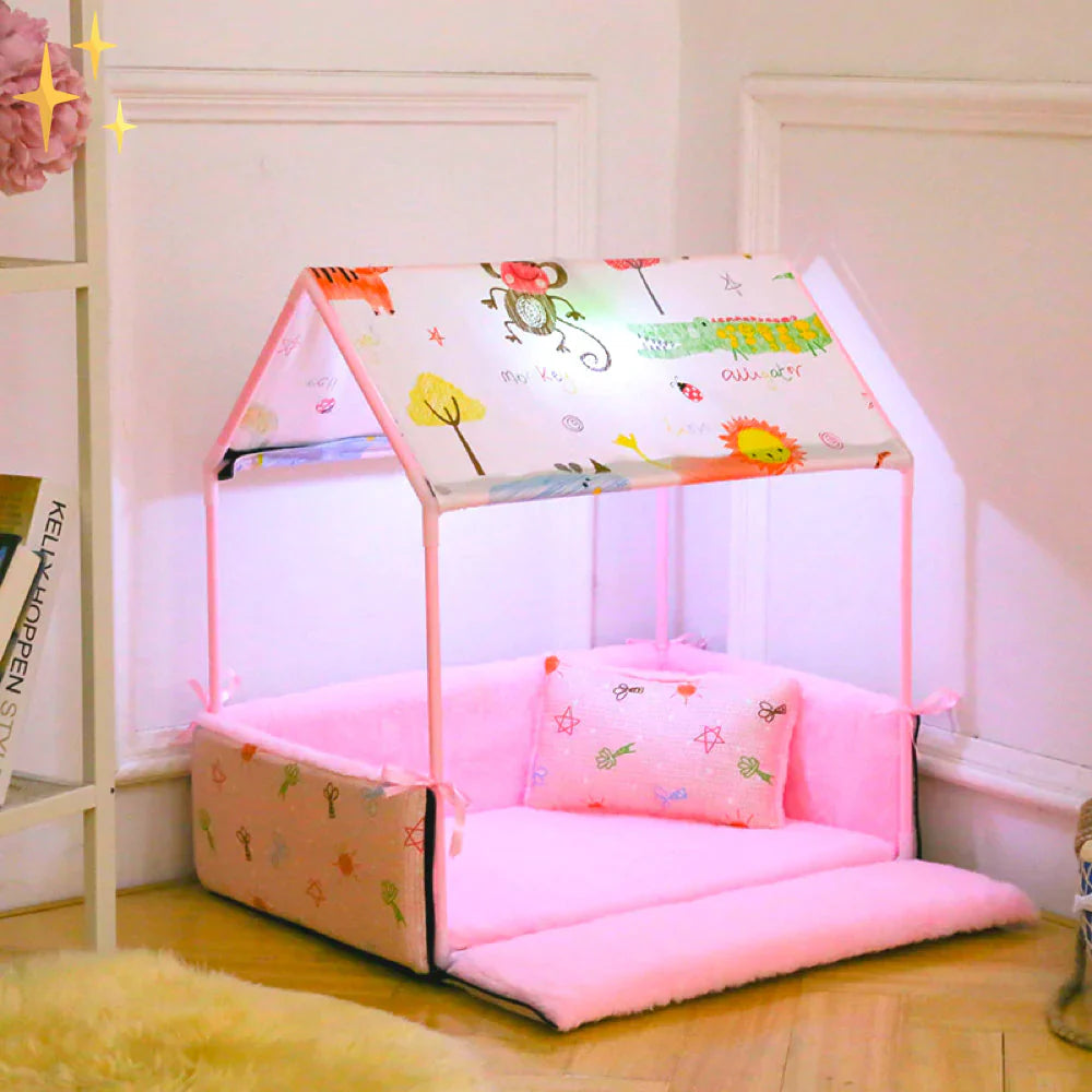 Fleece Sleeping Mat With Roof And Cosy Cushion