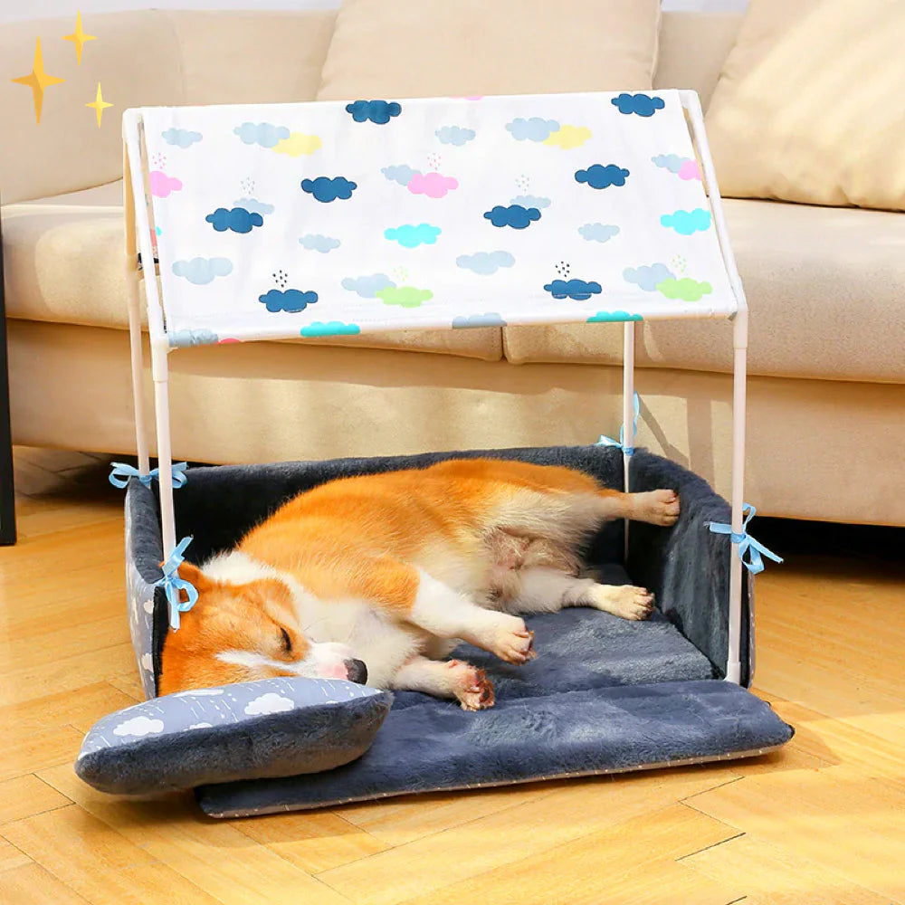 Fleece Sleeping Mat With Roof And Cosy Cushion