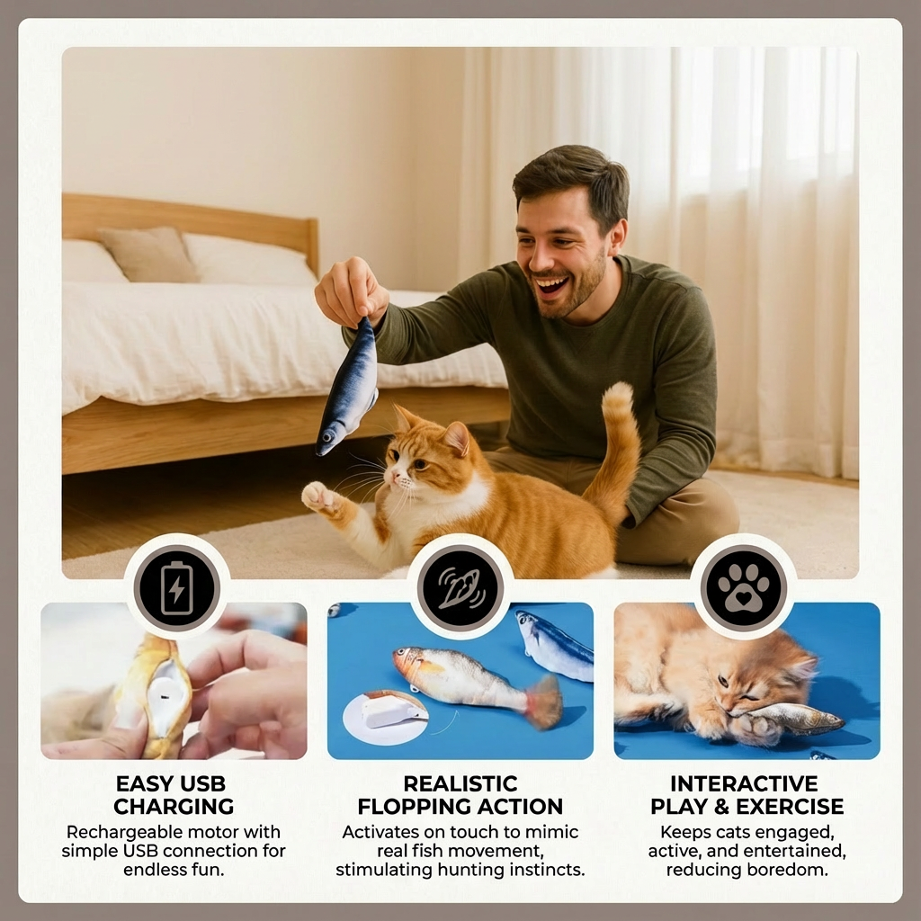 Interactive Wiggly Fish Cat Toy