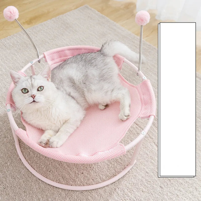 Cat Hammock Round - Comfortable Cat Lounger With Play Balls Sturdy Frame
