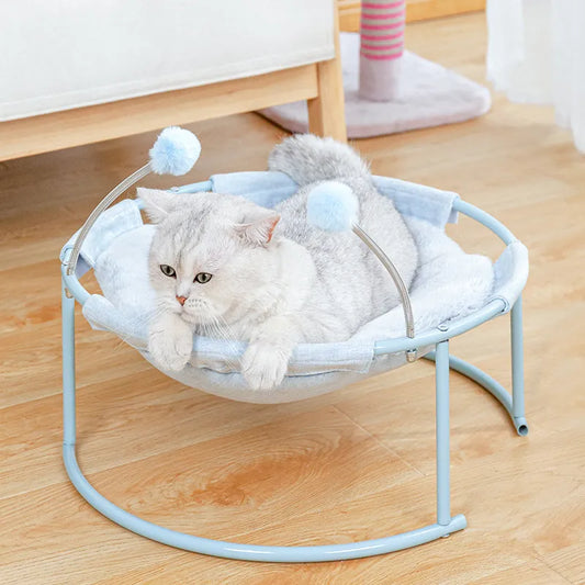 Cat Hammock Round - Comfortable Cat Lounger With Play Balls Sturdy Frame