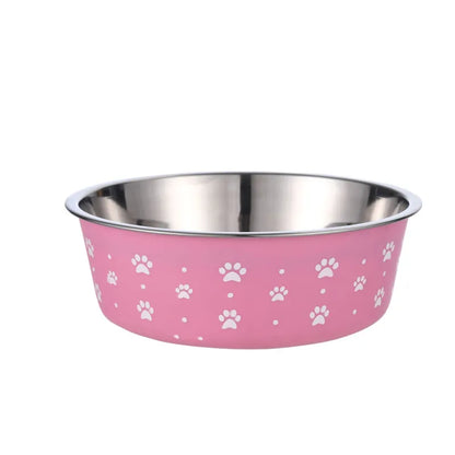 Stainless Steel Dog Bowl With Grey Plastic Rim
