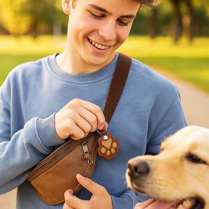 Leather Memorial Pet Hair Storage Keychain