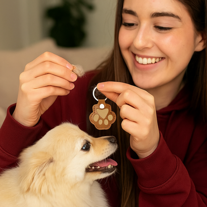 Leather Memorial Pet Hair Storage Keychain