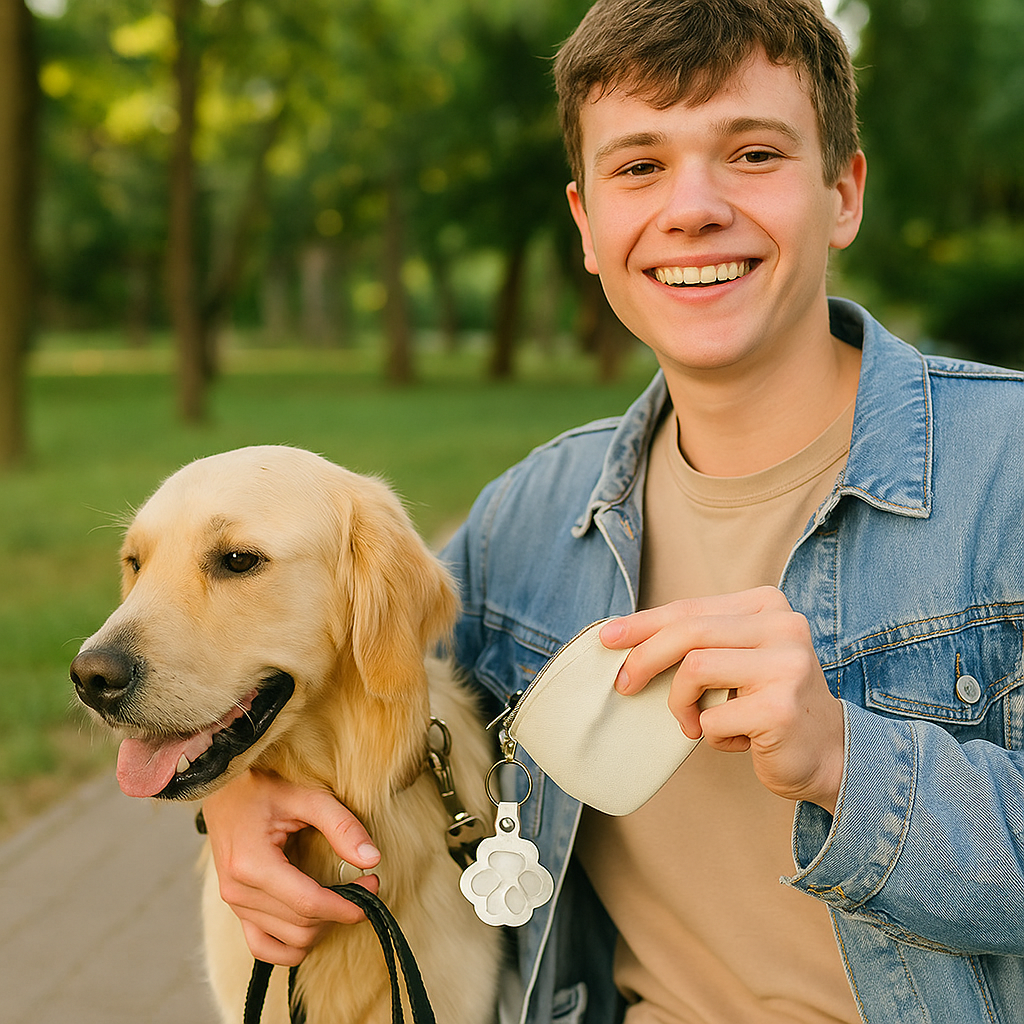 Leather Memorial Pet Hair Storage Keychain