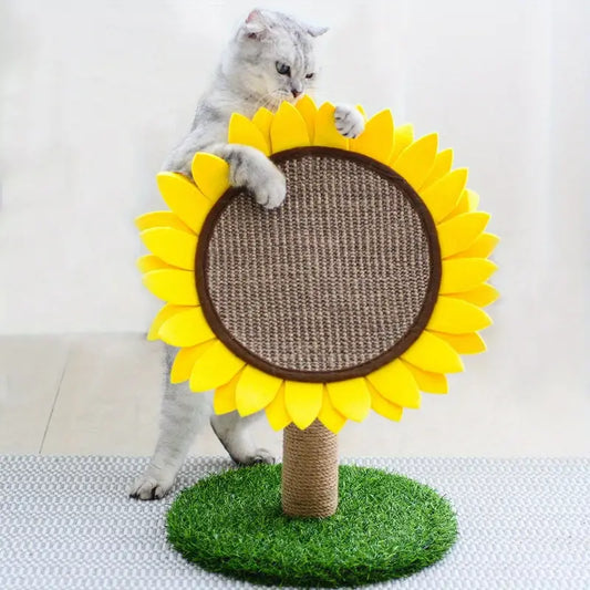 Cat Sunflower Scratching Post Made From Sisal