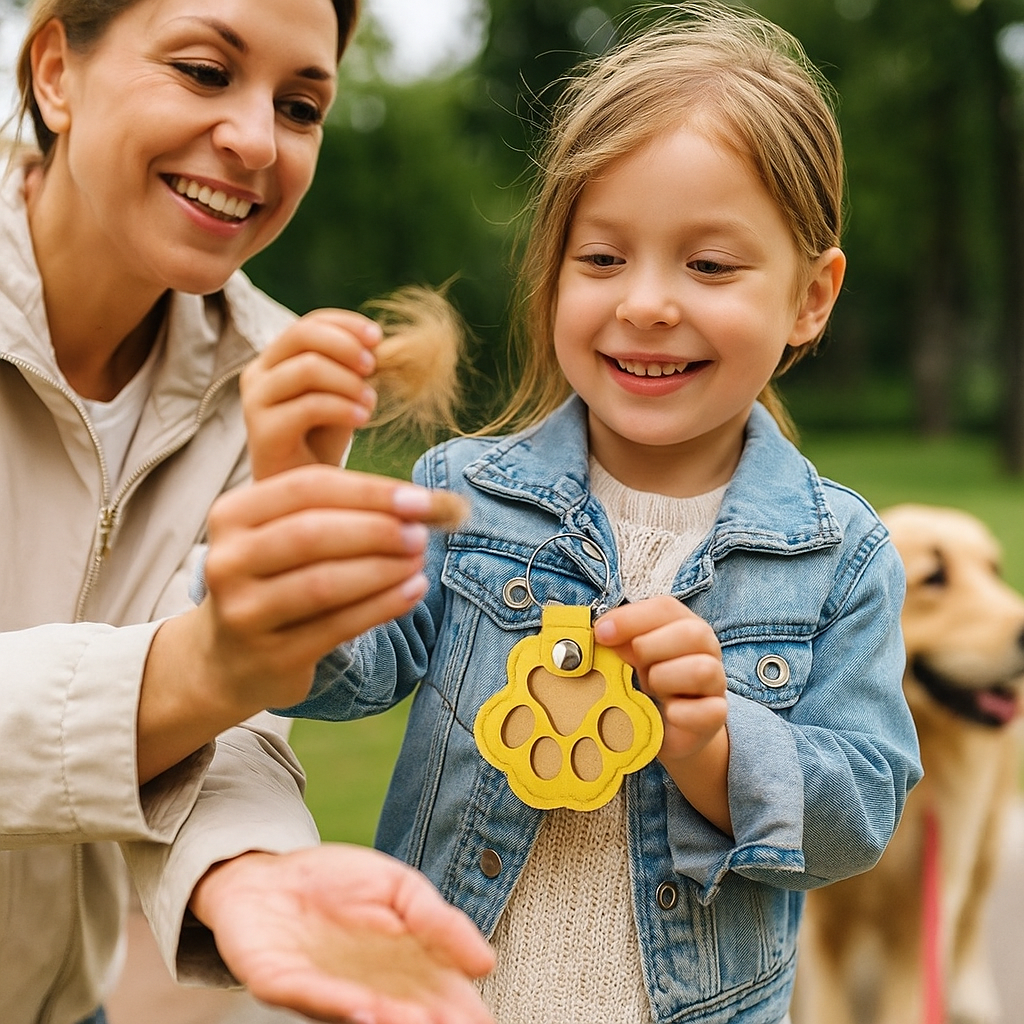 Leather Memorial Pet Hair Storage Keychain