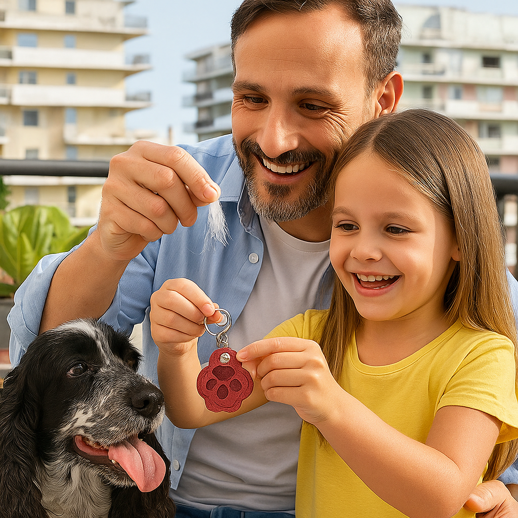 Leather Memorial Pet Hair Storage Keychain