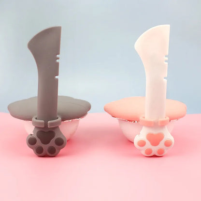 Silicone Food Dispenser For Pets - Flexible Can Opener And Spoon In Paw Shape