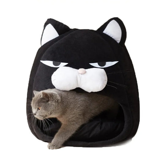 Cat Bed In Cat Head Design - Cosy Cave For Cats And Small Dogs