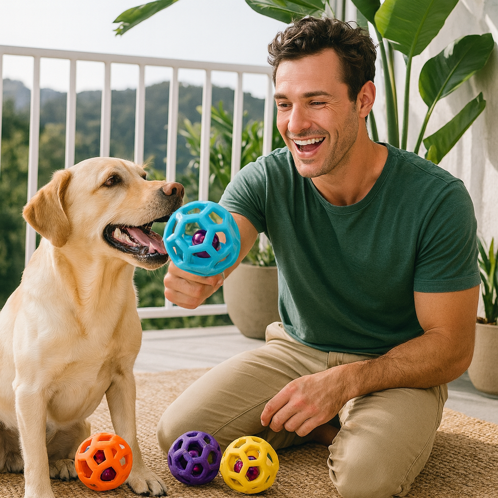 Dog Bell Ball Toy – Durable Dental Care & Training
